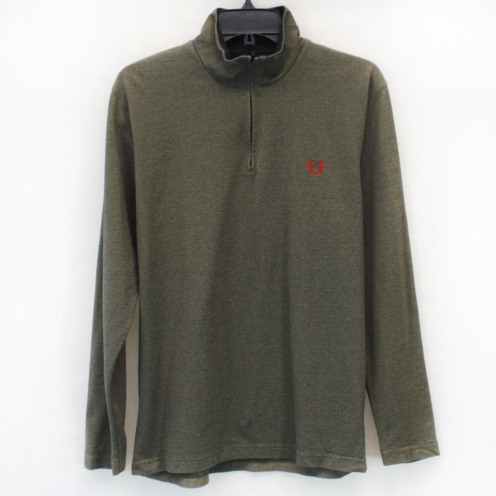 Fred Perry Sportswear Vtg Polo Stand Neck Zip Logo Pullover Long Sleeve Golf M